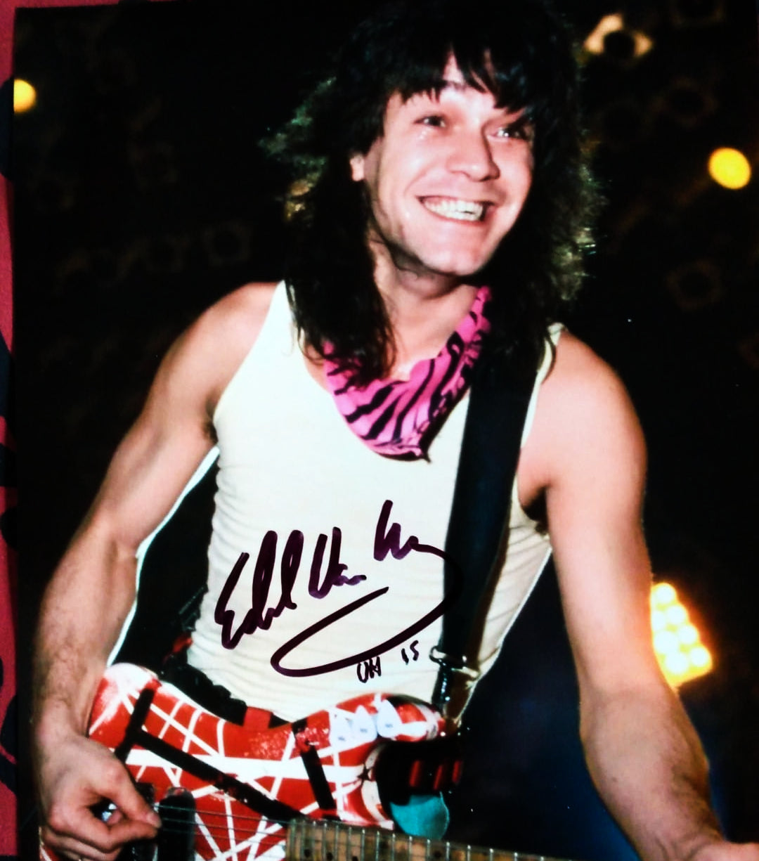 EDDIE VAN HALEN signed autographed photo COA Hologram smiling guitar