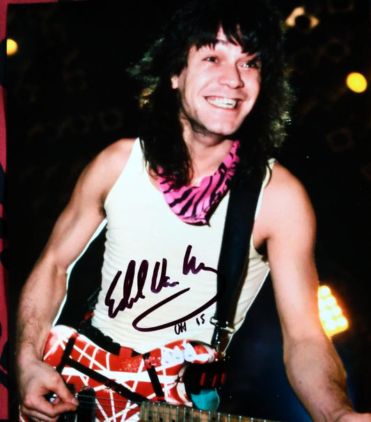EDDIE VAN HALEN signed autographed photo COA Hologram smiling guitar