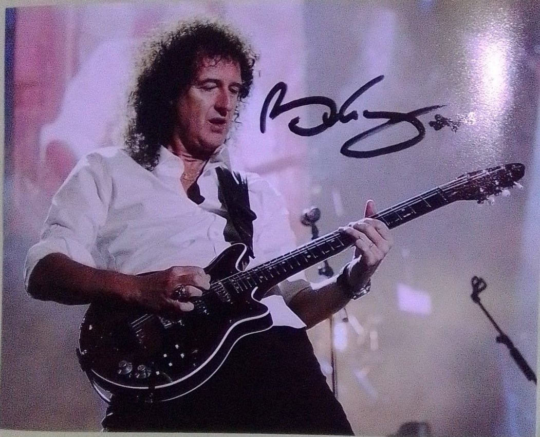 BRIAN MAY signed autographed photo COA Hologram playing guitar on stage