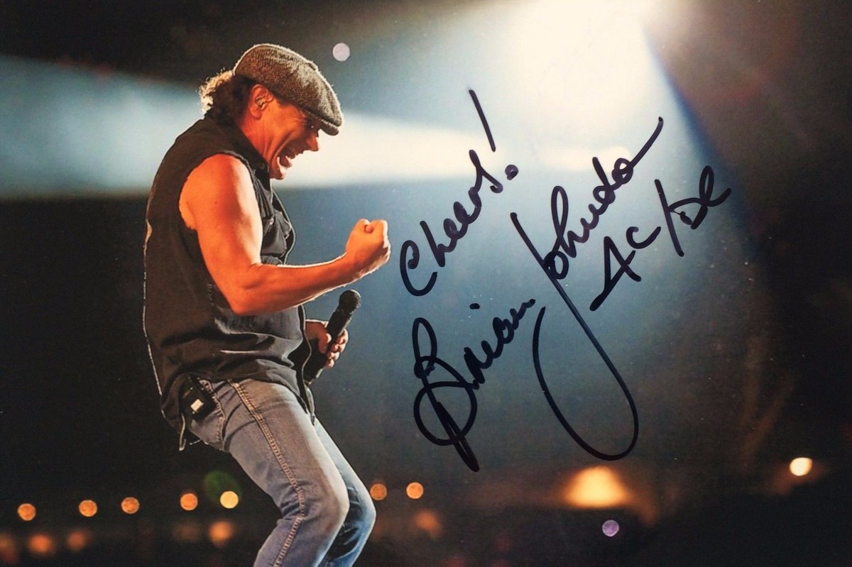 BRIAN JOHNSON signed autographed photo AC / DC COA Hologram dancing on stage