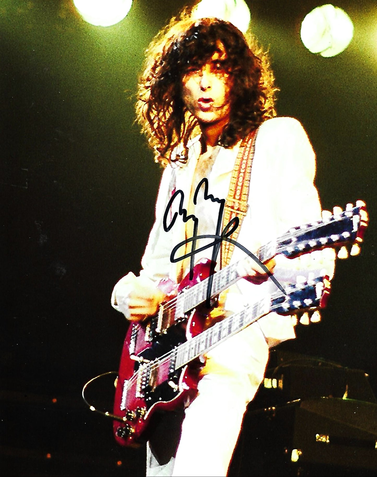 JIMMY PAGE signed autographed photo COA Hologram on stage playing guitar