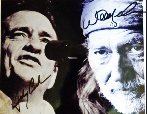 WILLIE NELSON JOHNNY CASH signed autographed photo COA Hologram Beckett Autographs