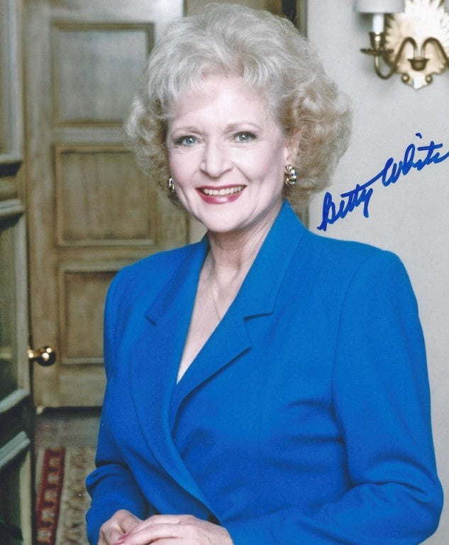 BETTY WHITE signed autographed photo COA Hologram wearing blue shirt blue