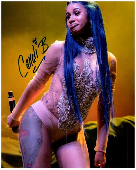 CARDI B signed autographed photo COA Hologram singing on stage