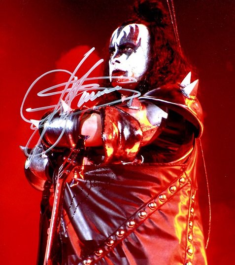 GENE SIMMONS signed autographed photo COA Hologram spitting blood red background