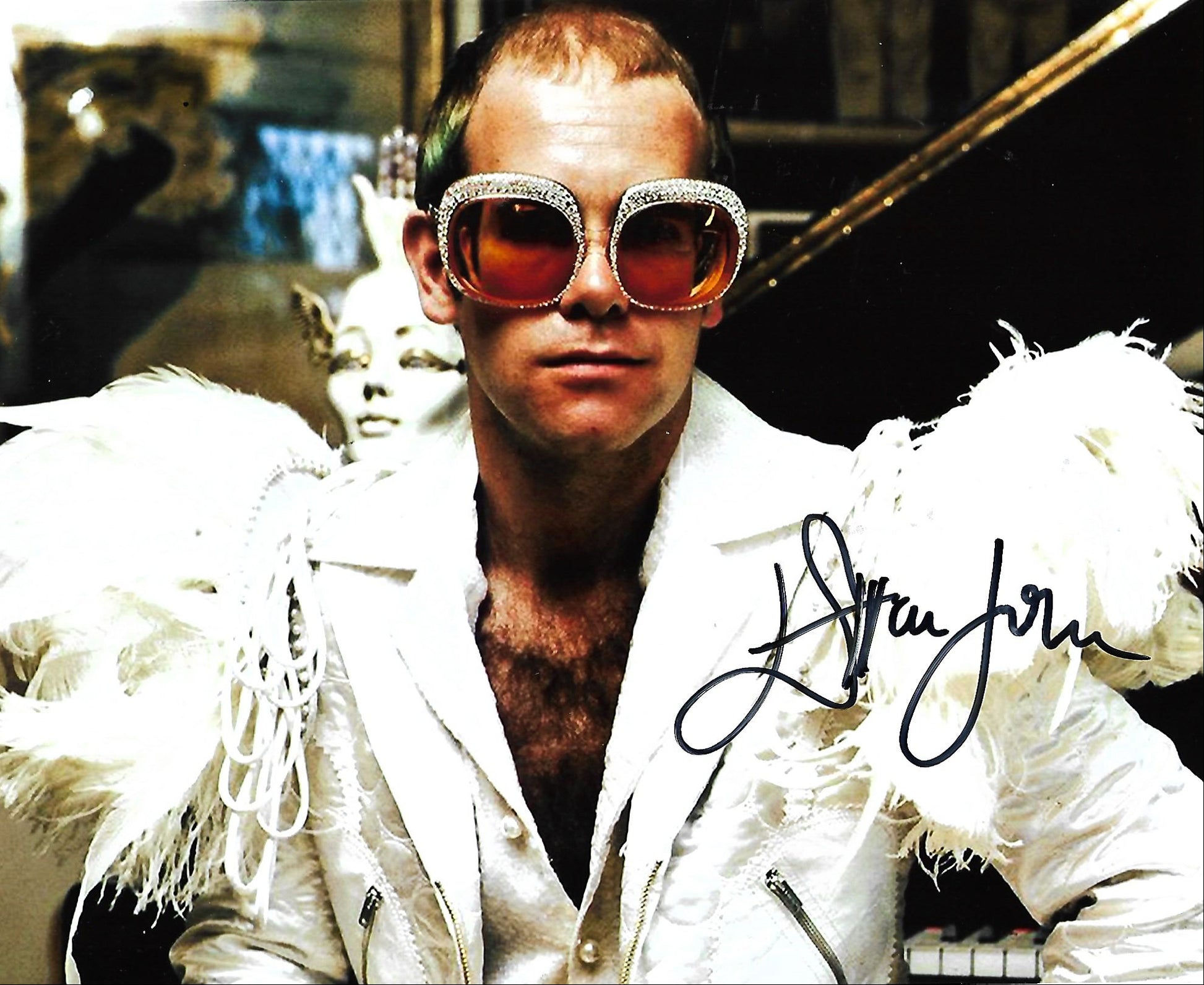 ELTON JOHN signed autographed photo COA Hologram funny large glasses boston memorabilia