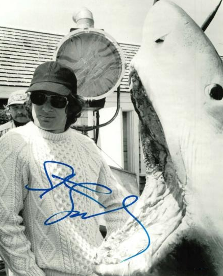 STEVEN SPIELBERG signed autographed photo Jaws COA Hologram standing with shark