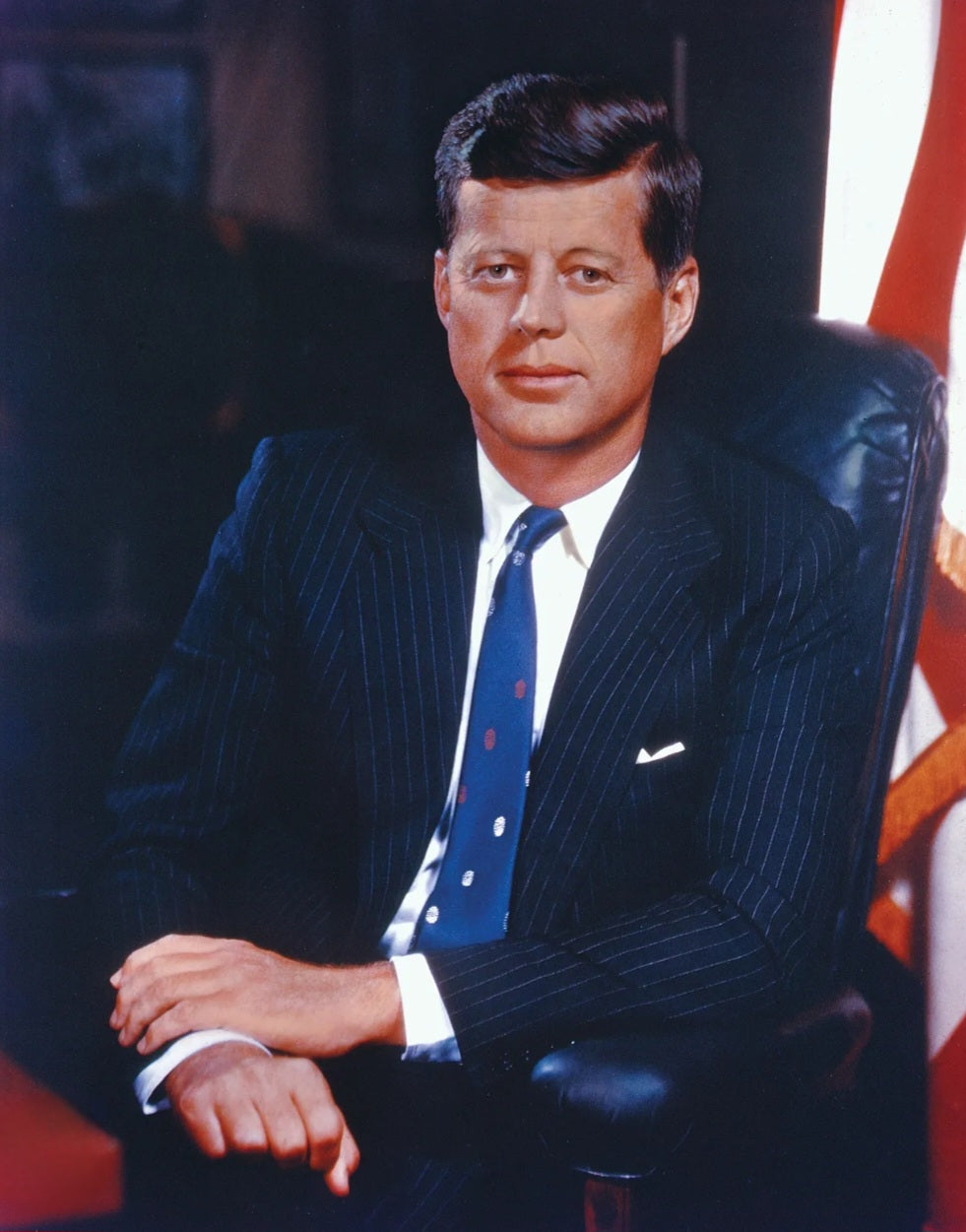 John F Kennedy photo at desk Beckett autographs