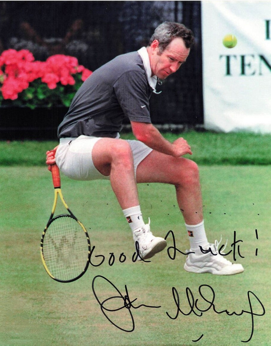 John Mcenroe signed photo inscribed good luck Boston memorabilia