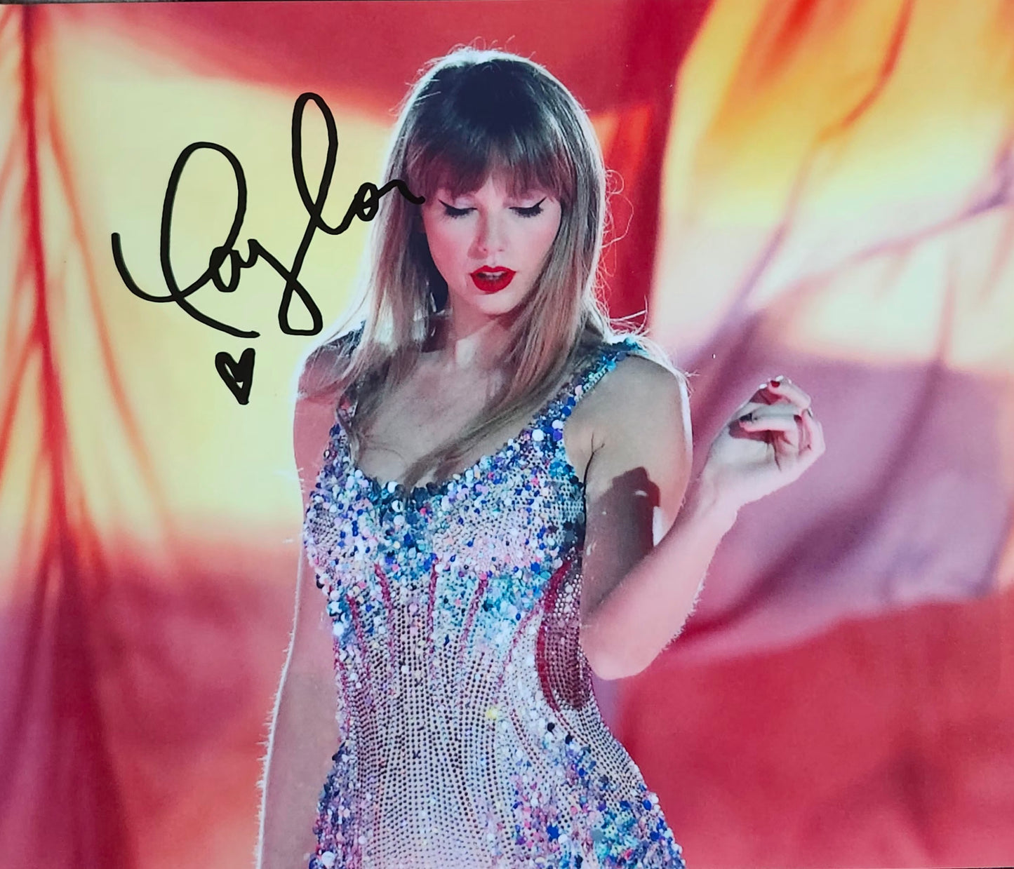 Taylor Swift signed autographed photo rainbow color background