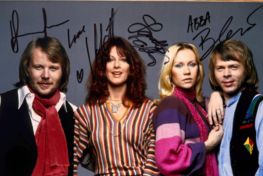 Abba group signed photo vintage image black marker