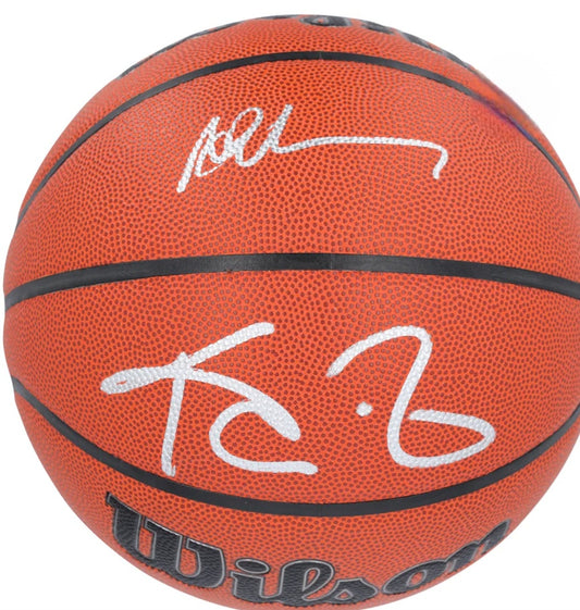 Anthony Evans and Kevin Garnett signed basketball silver marker Wilson