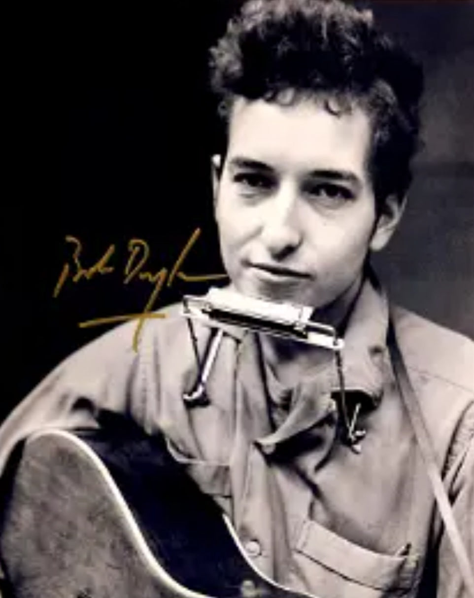 Bob Dylan signed photo vintage image gold marker 