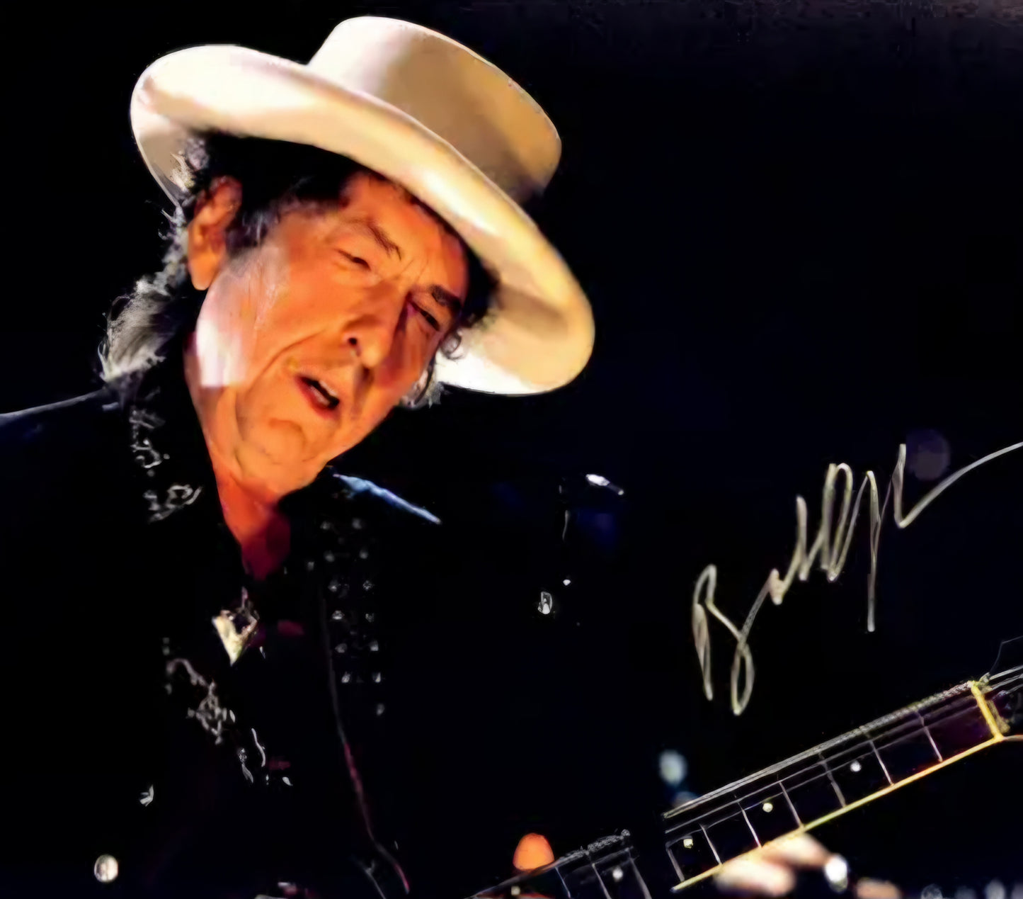 Bob Dylan signed photo white hat 