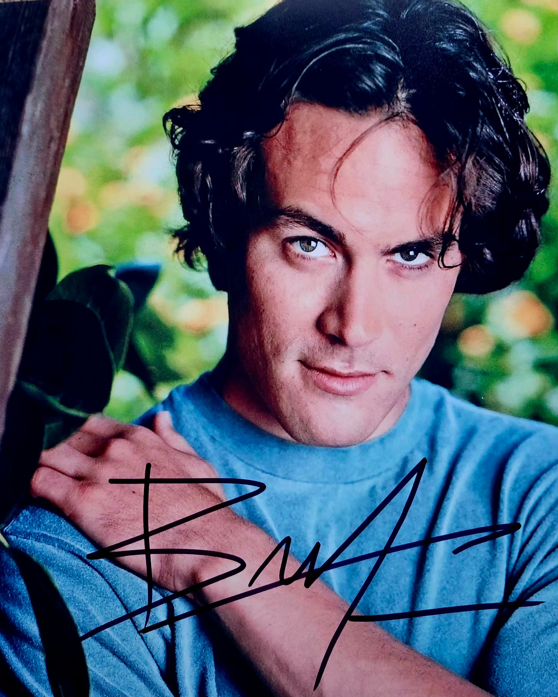 Brandon Lee signed photo color blue shirt