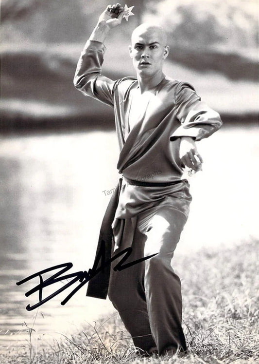 Brandon Lee signed photo Kung Fu scene black marker