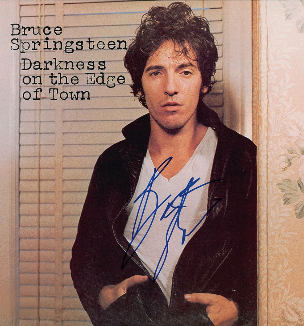 Bruce Springsteen signed album Darkness on the edge of town Boston memorabilia