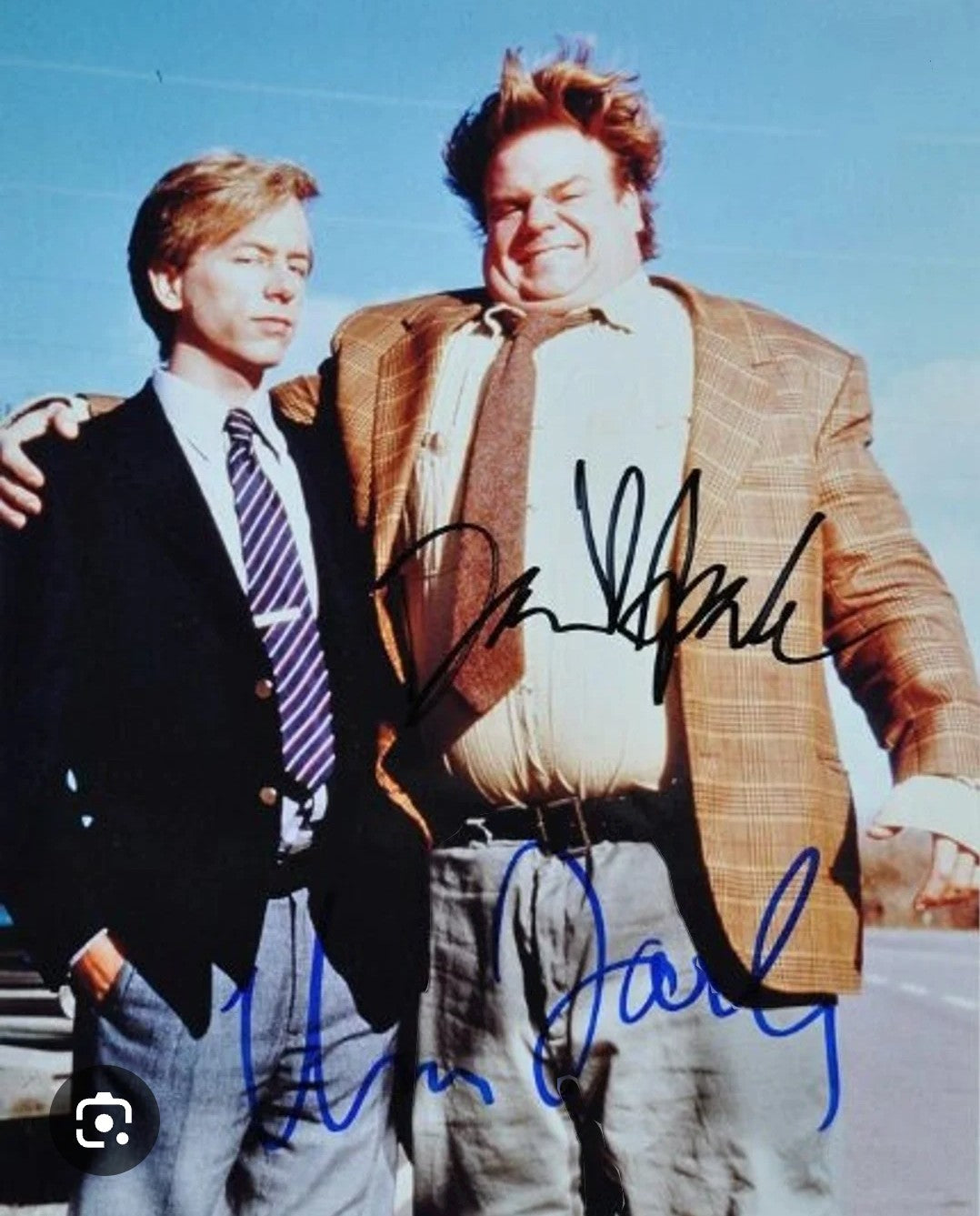 Chris Farley David Spade signed photo blue and black marker Boston memorabilia