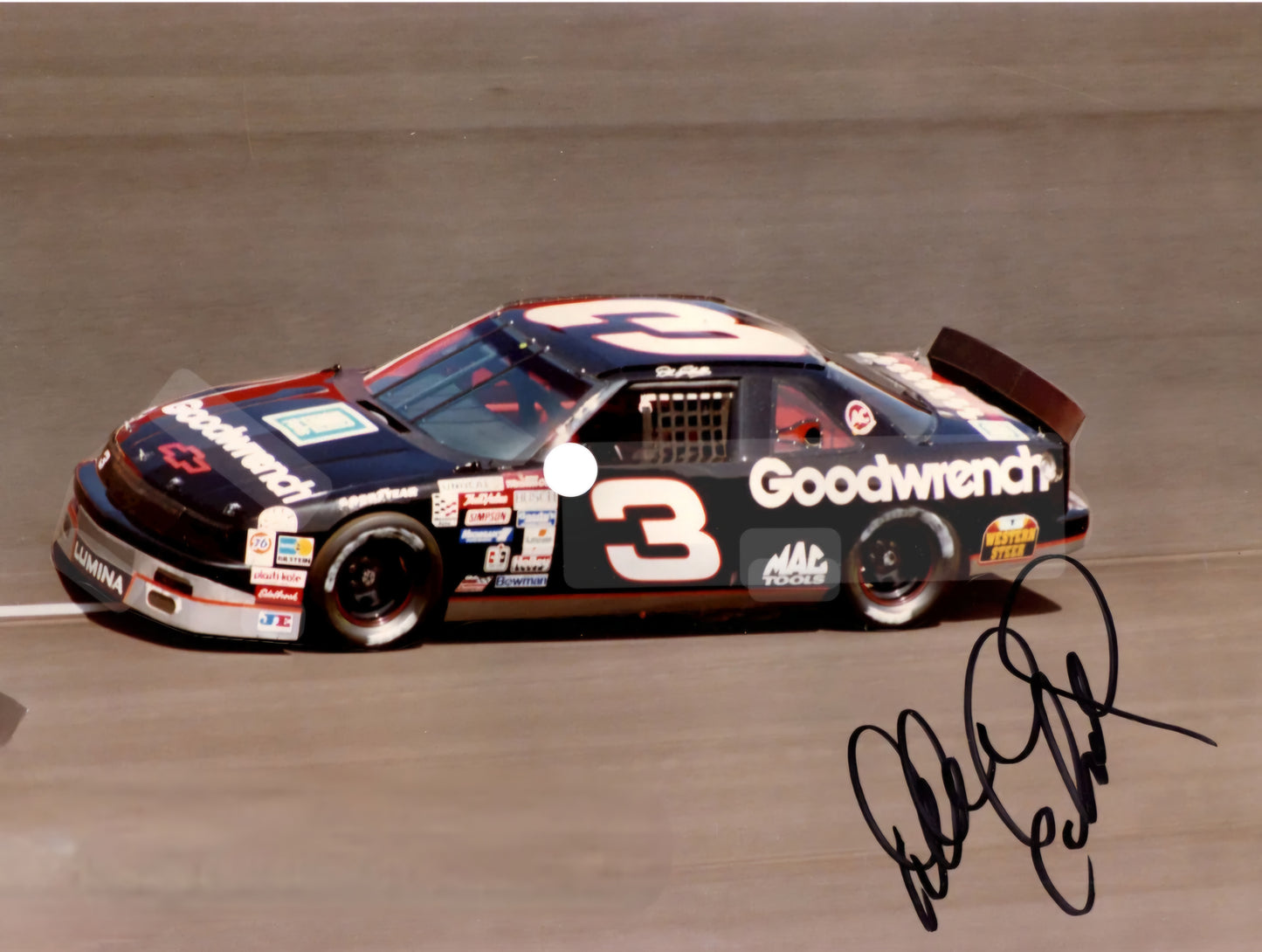 Dale Earnhardt signed photo inside race car Boston memorabilia