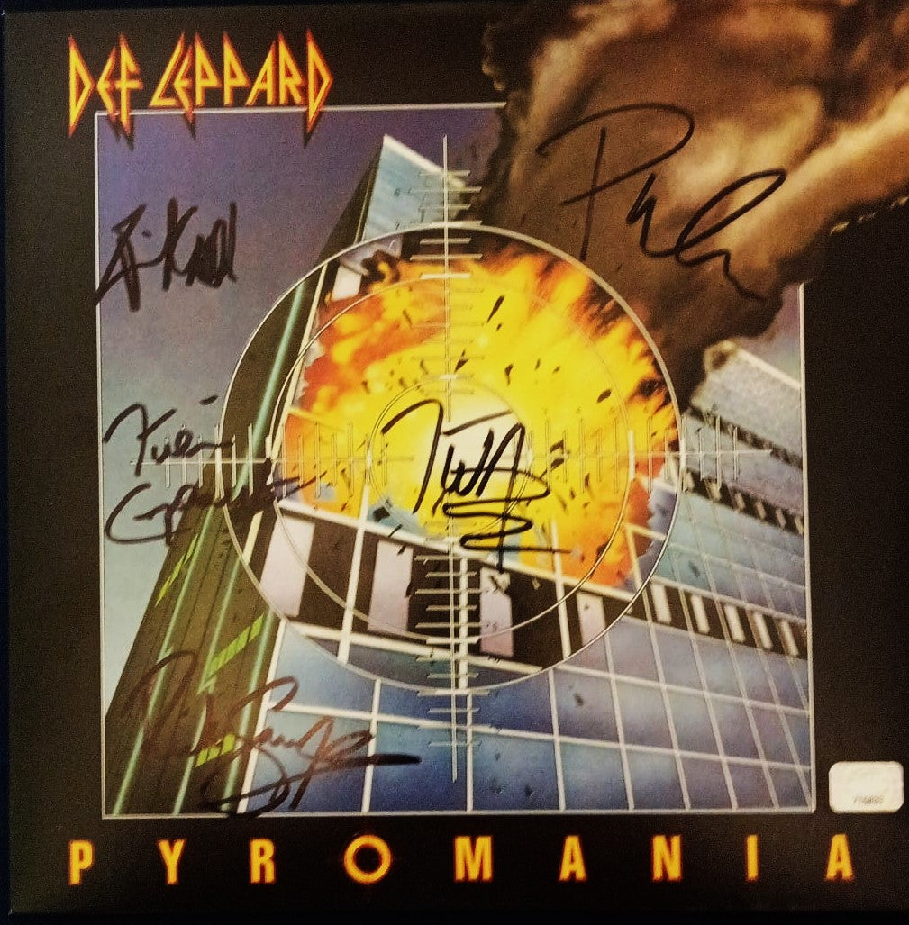 DEF LEPPARD BAND signed autographed pyromania album COA Hologram black marker