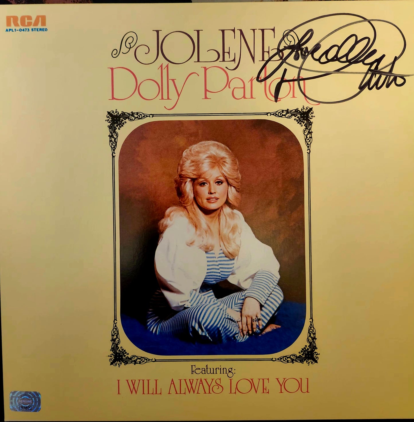 Dolly Parton signed Jolene album black marker