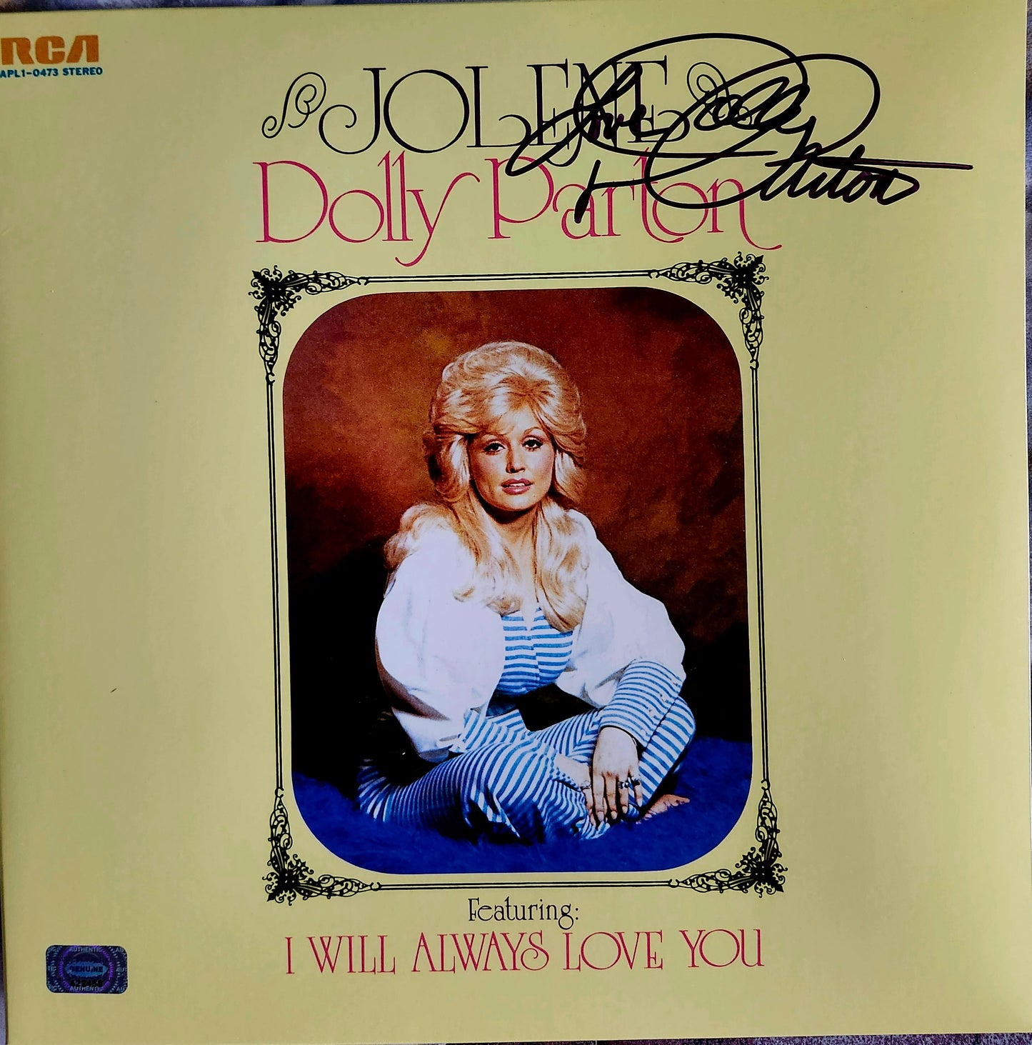 Dolly Parton signed album Jolene and black marker