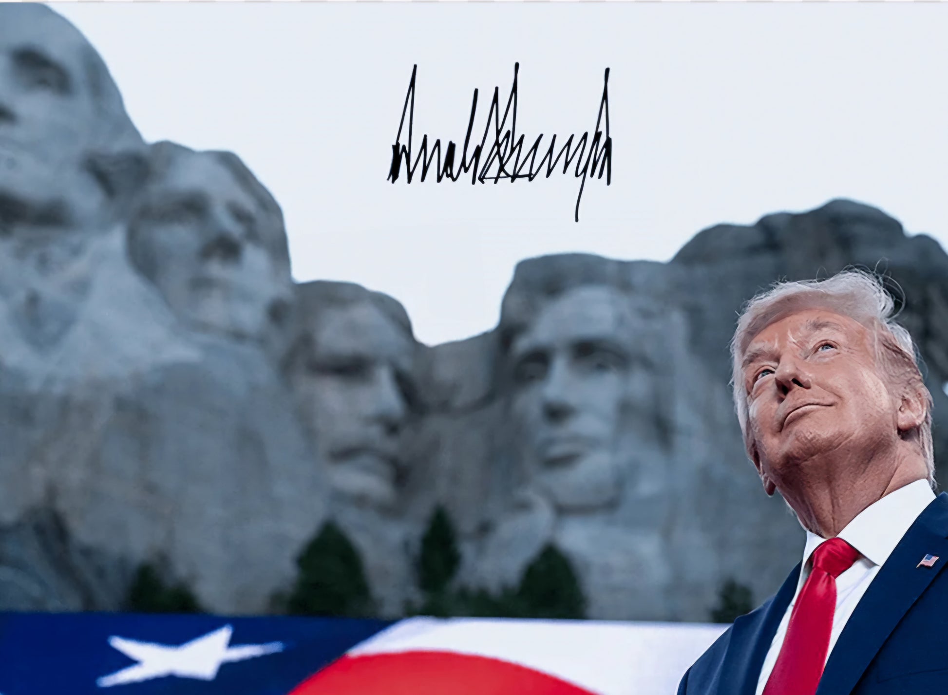 Donald Trump signed photo president's face Mountain