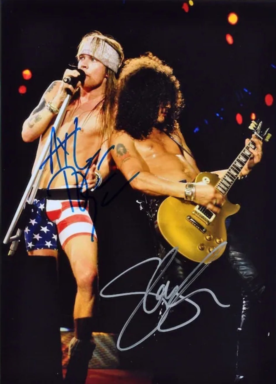 Guns and Roses axle and slash signed photo Boston memorabilia
