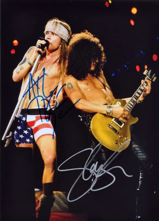 Guns and Roses axle and slash signed photo Boston memorabilia