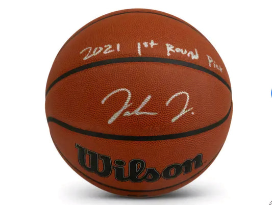 Jalen Johnson signed basketball silver marker Wilson