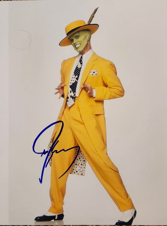 Jim Carrey signed photo yellow suit blue marker