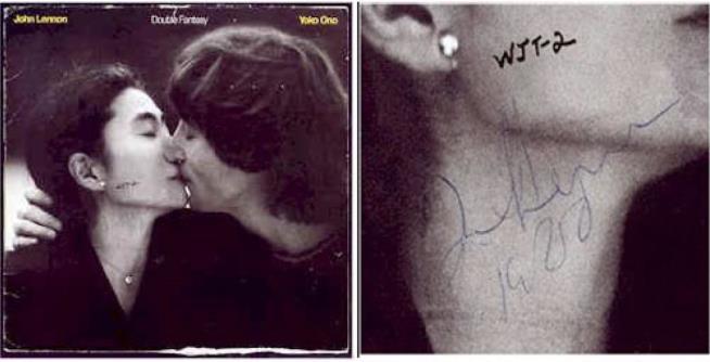 Double Fantasy album sign for Mark Chapman by John Lennon picture