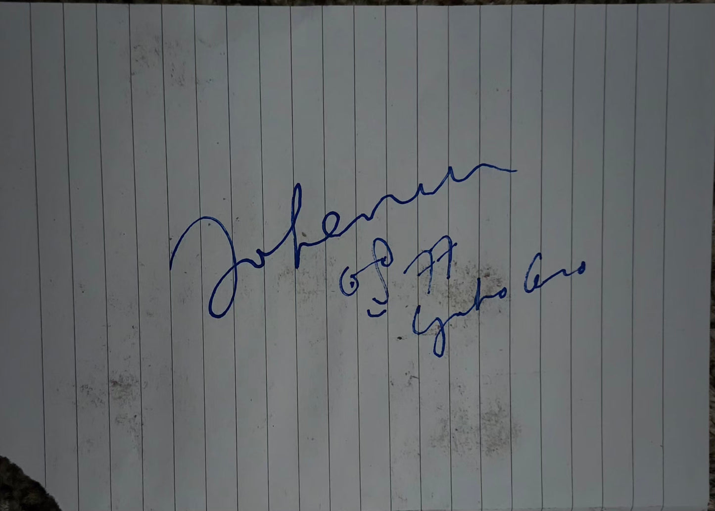 John Lennon signed autographed paper with Yoko on a blue marker