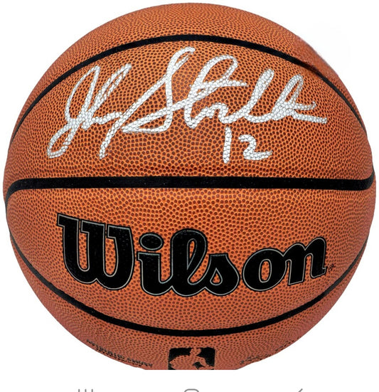 John Stockton signed autographed basketball Wilson silver marker