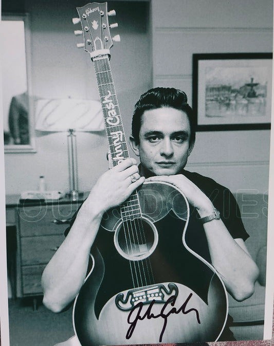 Johnny Cash signed photo black marker My Guitar