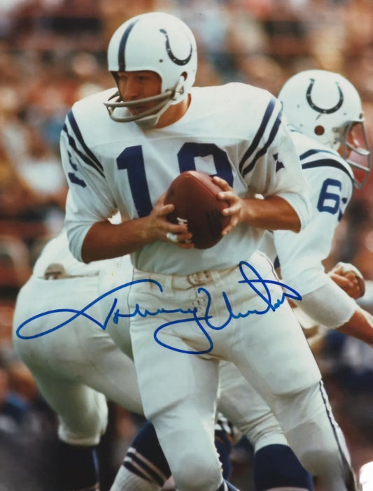 John Unitas signed autographed photo quarterback action Boston memorabilia