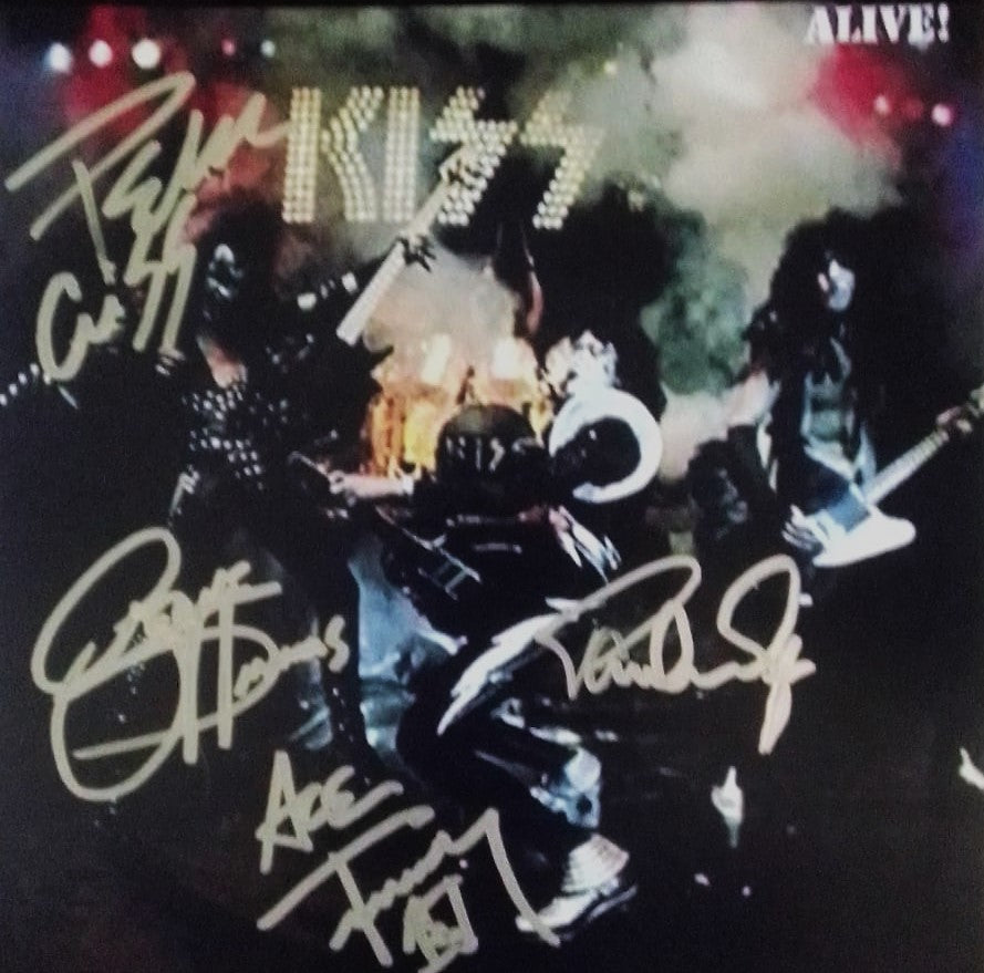 KISS signed autographed Album Alive COA Hologram silver marker