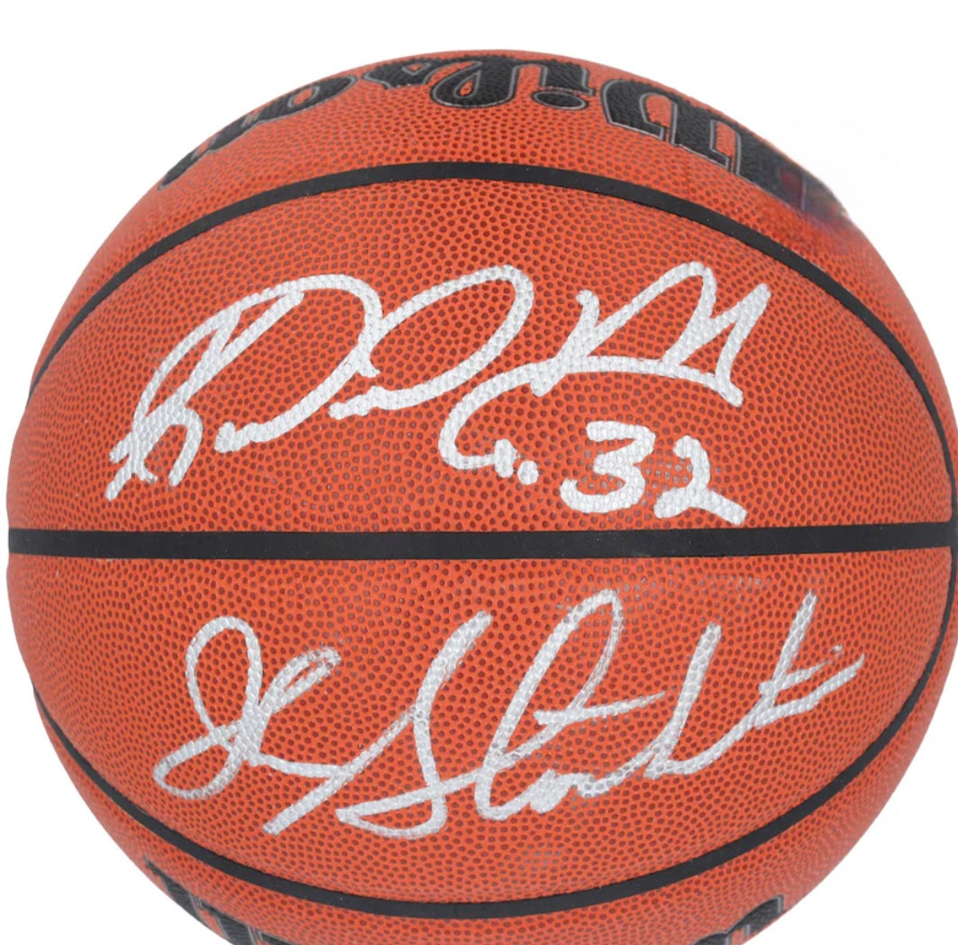 Karl Malone and John Stockton Utah Jazz signed basketball silver marker