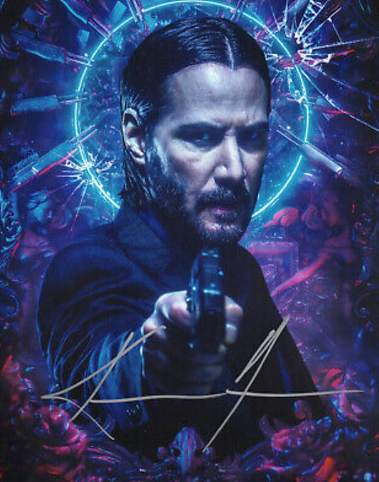 Keanu Reeves signed photo from the movie John Wick in silver marker