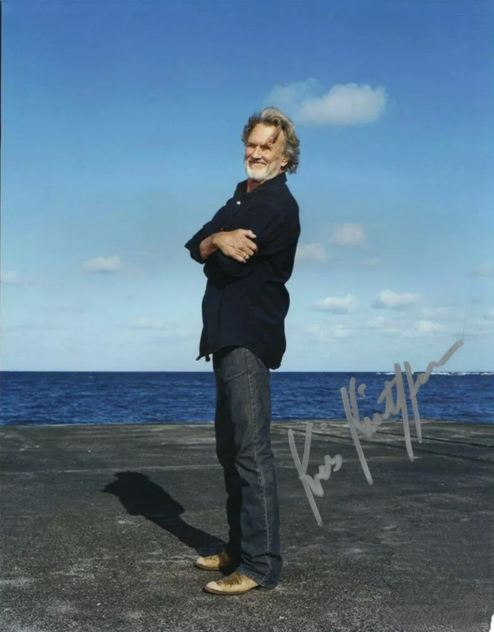 Kris Kristofferson signed autographed photo standing by the ocean