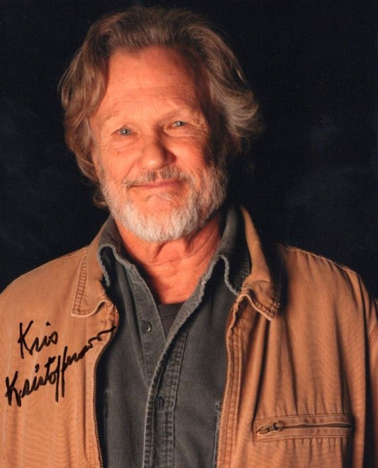 Kris Kristofferson signed photo brown leather jacket