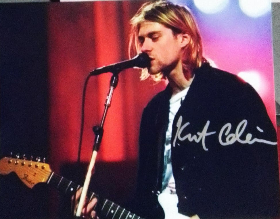 Kurt Cobain signed photo on stage