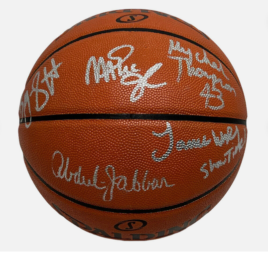 L.A. LAKERS Worthy Johnson Jabbar Scott Thompson HOF signed basketball COA Hologram Beckett Autographs