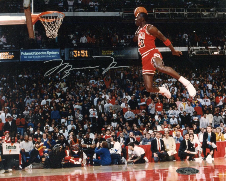 MICHAEL JORDAN signed autographed dunk photo COA Hologram