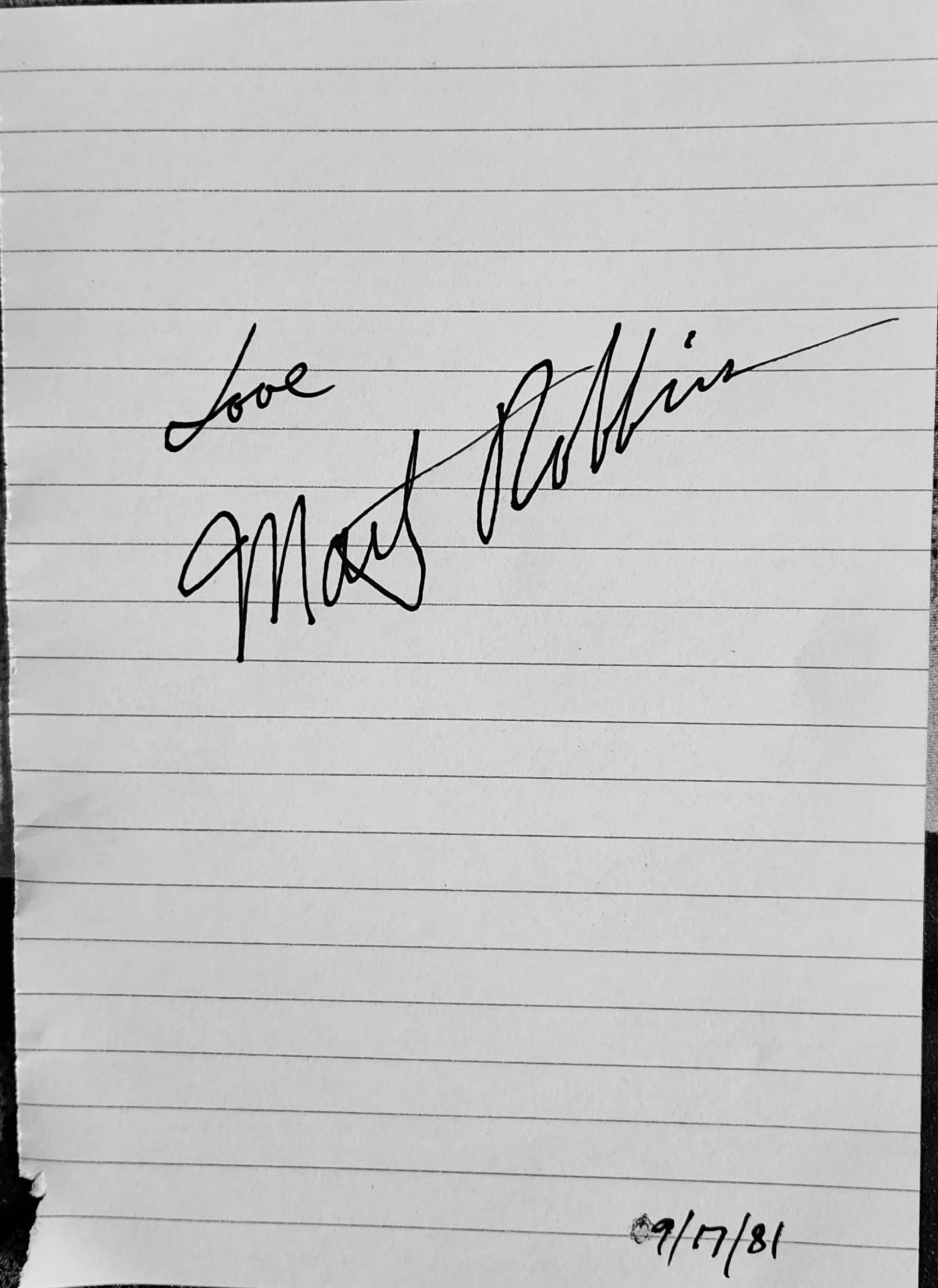 Marty Robbins signed paper cut 1981