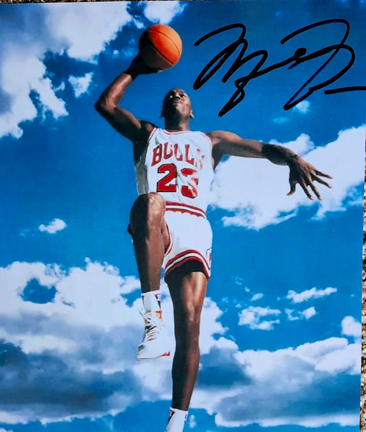 Michael Jordan signed photo floating on air