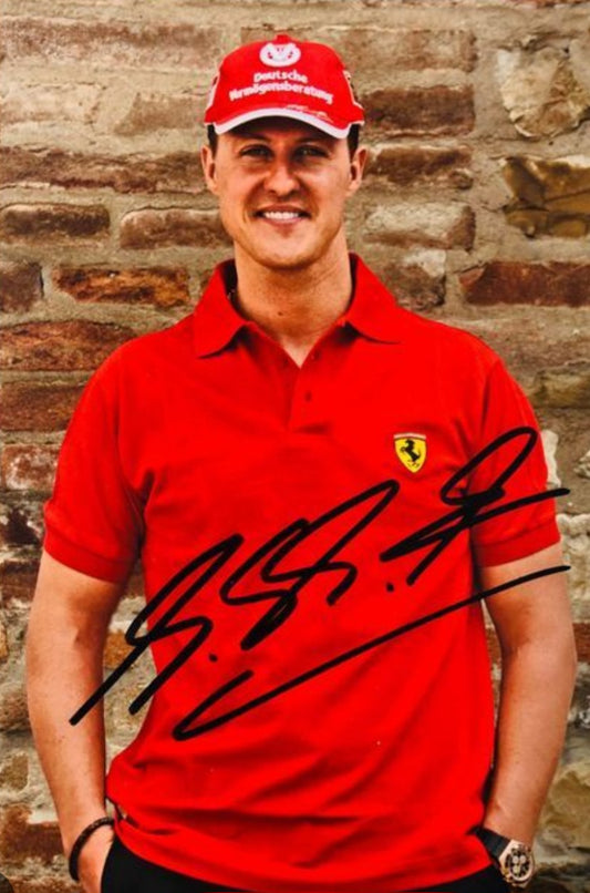 Michael Schumacher signed autographed photo red Ferrari shirt Boston memorabilia