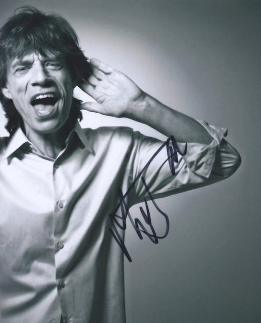Mick Jagger signed photo let's hear it Boston memorabilia