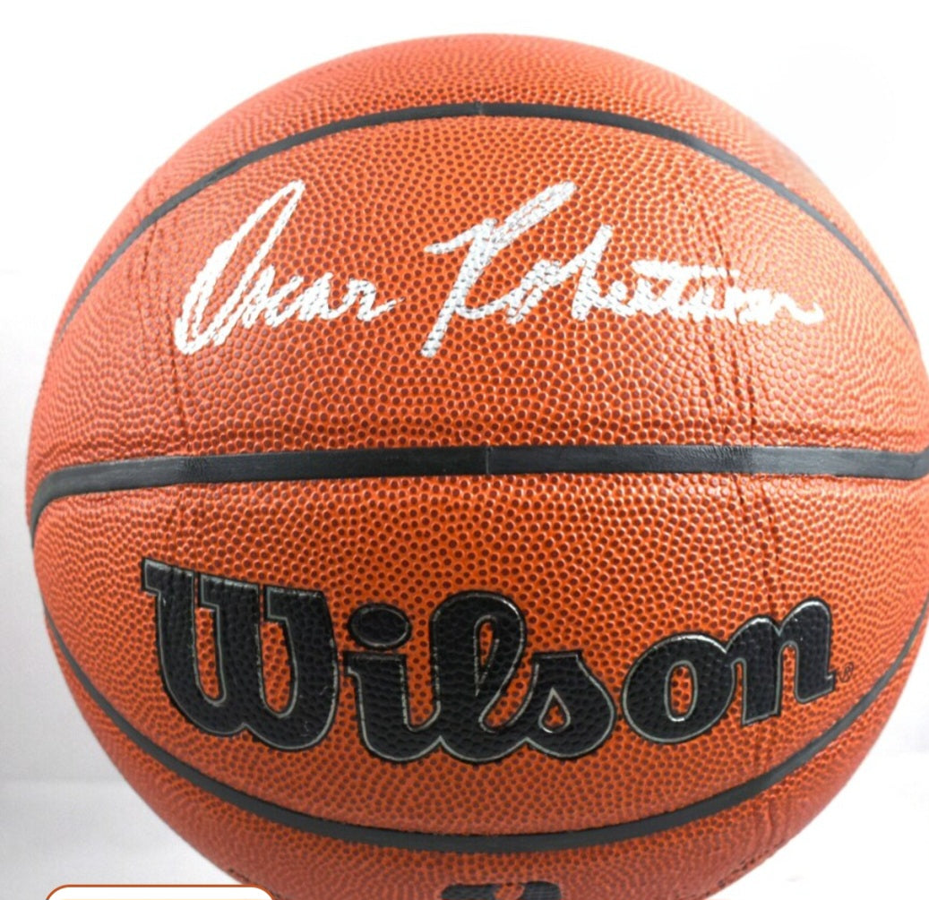 Oscar Robertson signed basketball Wilson silver marker