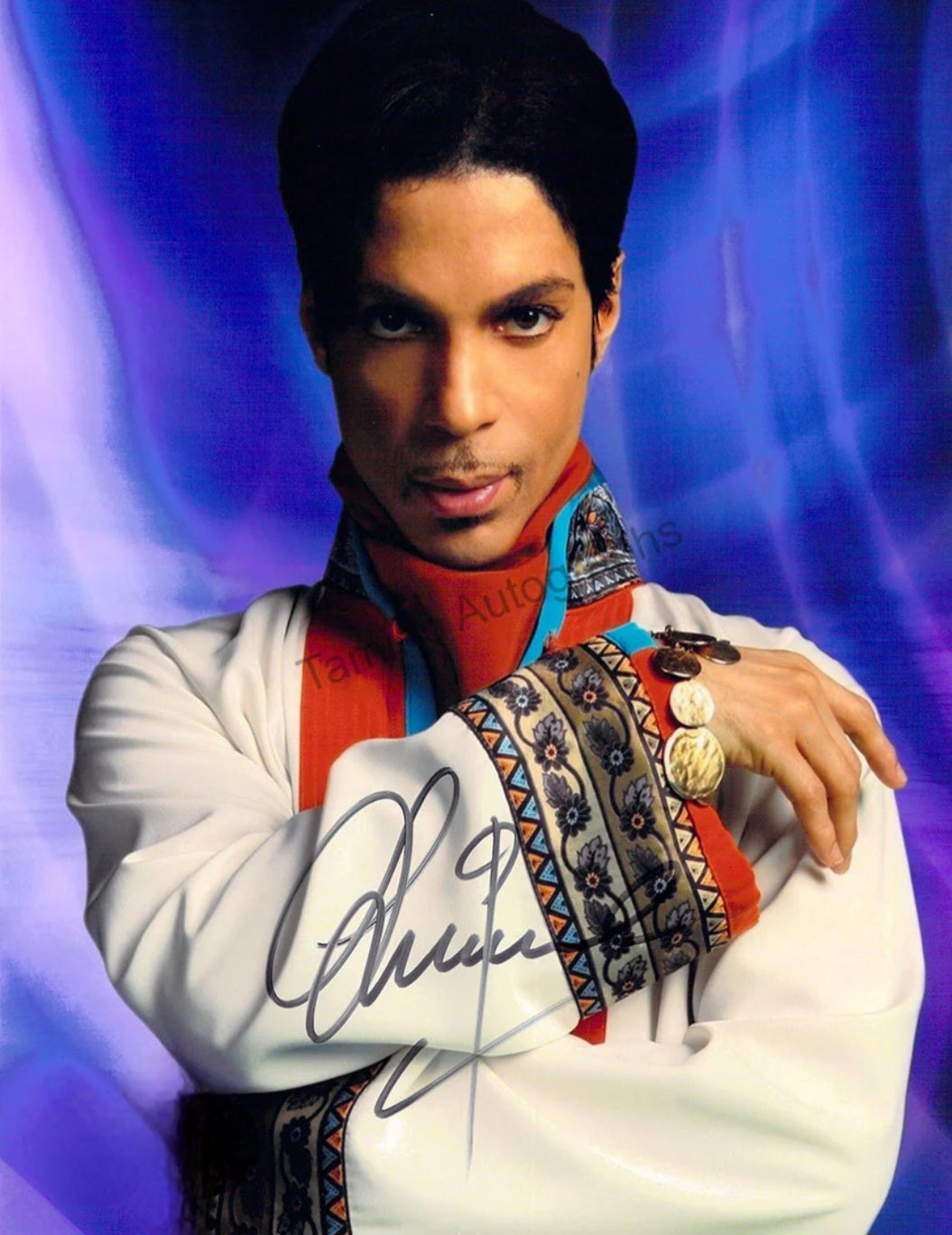 Prince signed autographed photo purple background silver marker